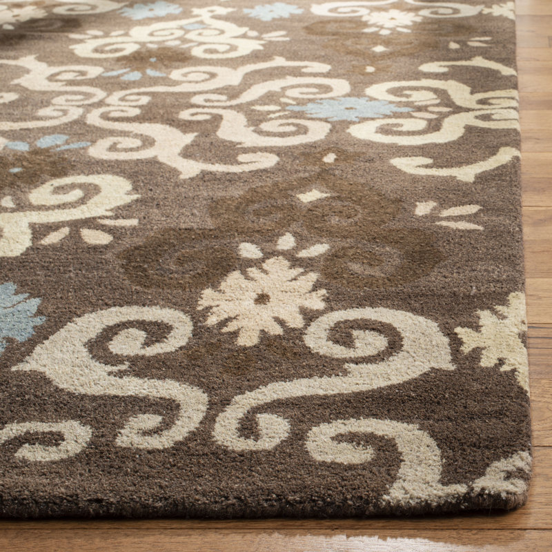 Tapis bleu / beige en laine / coton touffeté à la main Amory, Rectangle 2 pi x 3 pi