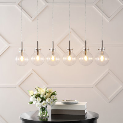 Ausby 6 - Light Nickel/Clear Kitchen Island Pendant