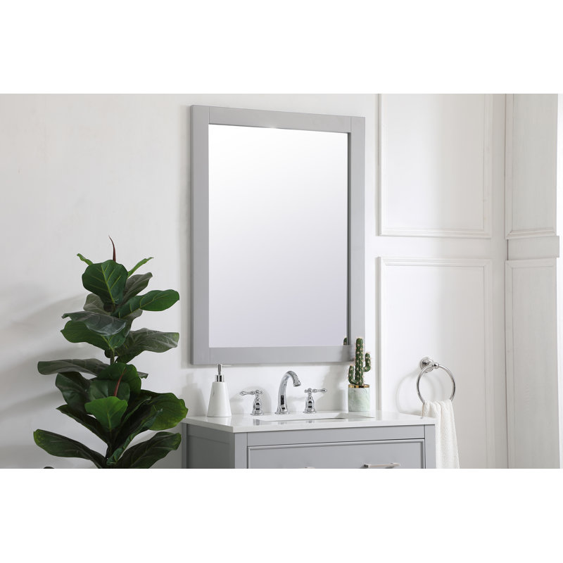Metcalfe Solid And Engineered Wood Flat Wall Mirror, 36" x 27" , Gray