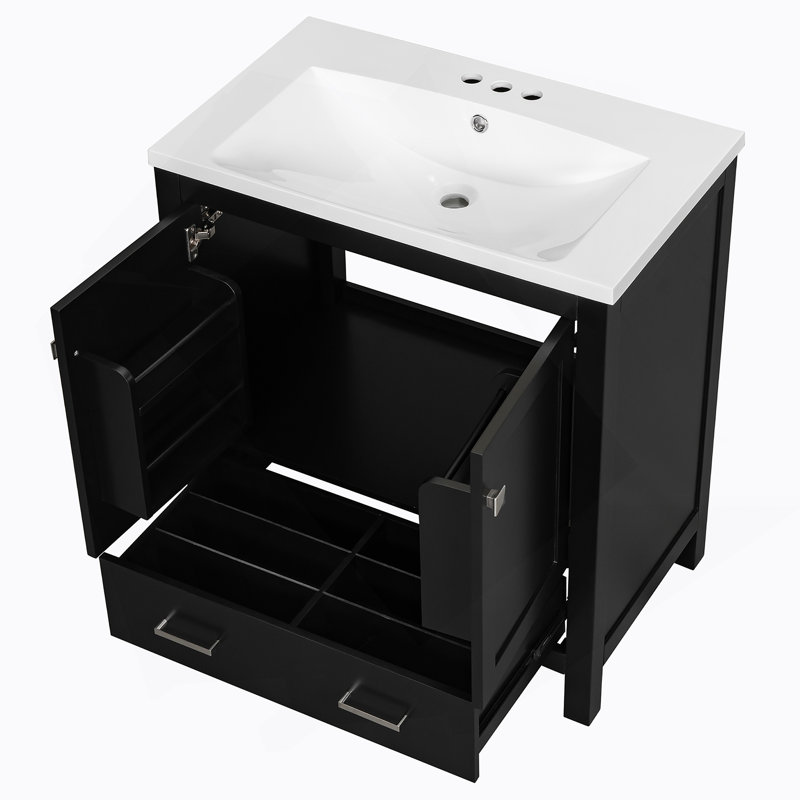Meuble-lavabo de 30 po avec lavabo simple et armoire encastrée Combo, Noir
