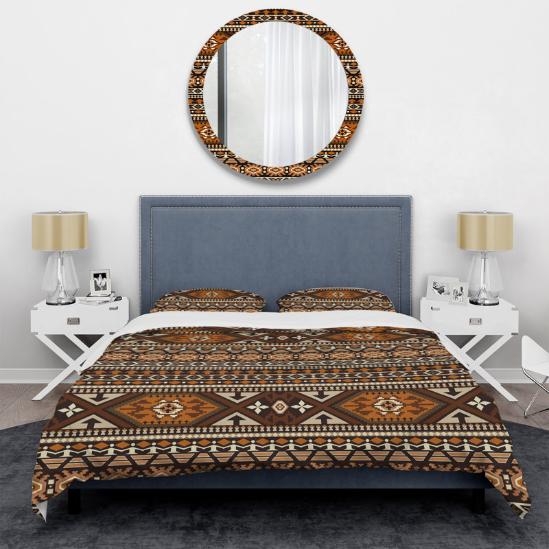 Brown Striped Pattern - Abstract Duvet Cover Set - Microfiber Polyester