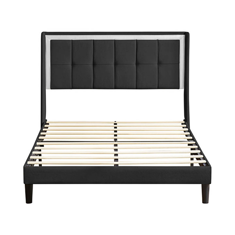 Melissia Upholstered Platform Bed, Queen, Dark Gray