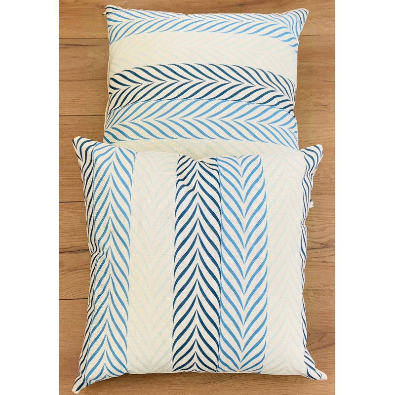 Woolhorpe Indoor / Outdoor Chevron Square Cushion Cover, Blue/Beige