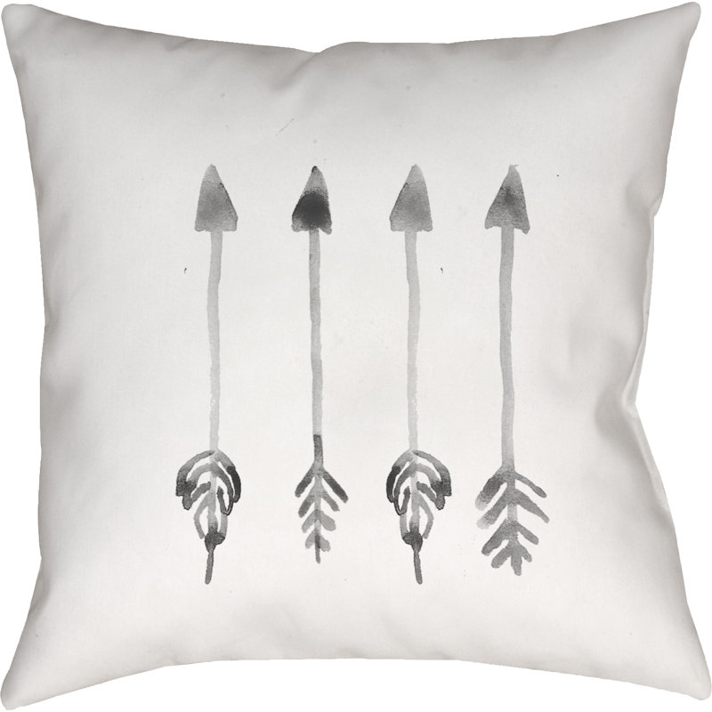 Geometric Outdoor Throw Pillow, 20" H x 20" W x 4" D, White/Grey
