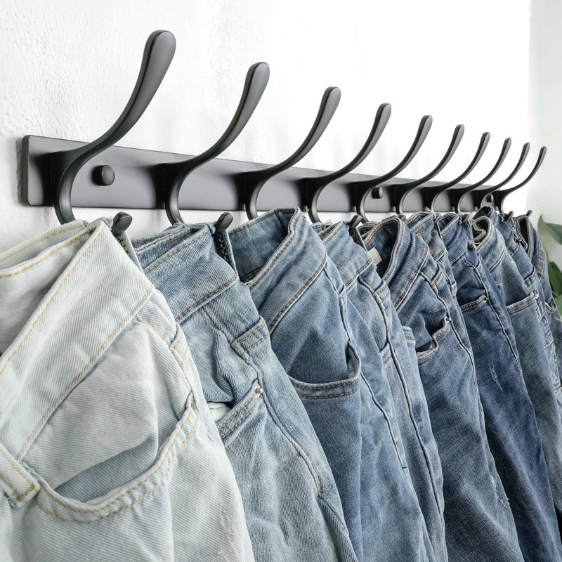 Stainless Steel Wall Mounted Required 10 - Hook Wall Mounted Coat Rack, Black