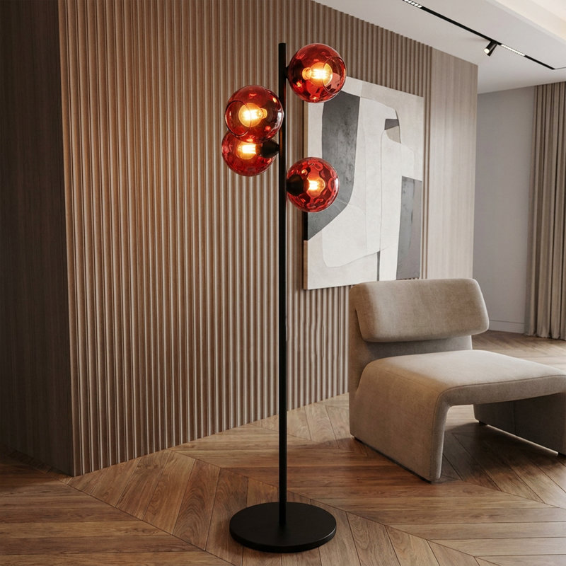 Apex Black Glass Globe Floor Lamp