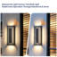 Lot de 2 appliques murales extérieures carrées modernes à 2 niveaux avec détecteur crépusculaire à LED.