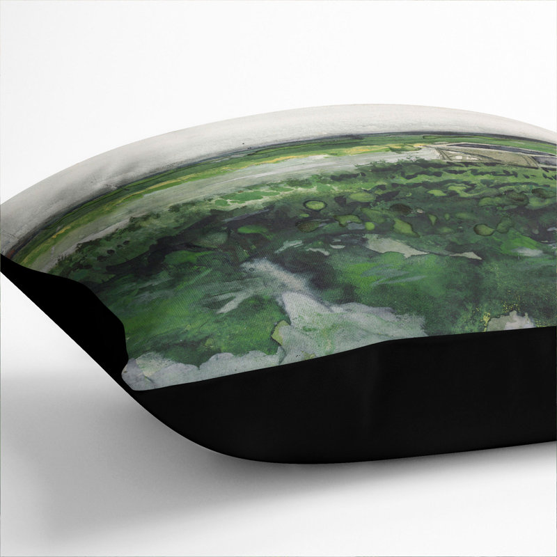 Landscape With Wheelbarrow Square Throw Cushion, 55cm H x 55cm W x 20cm D, Black