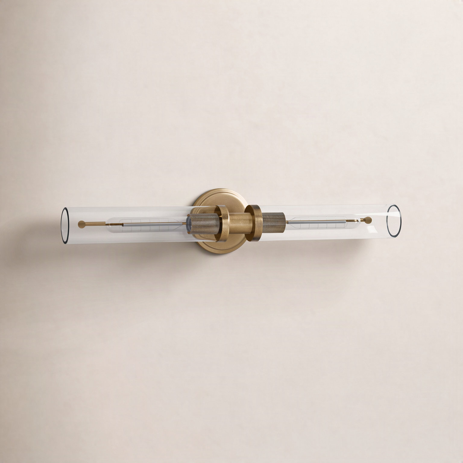 Katya 2 Light Transparent Dimmable Bath Bar, Heritage Brass