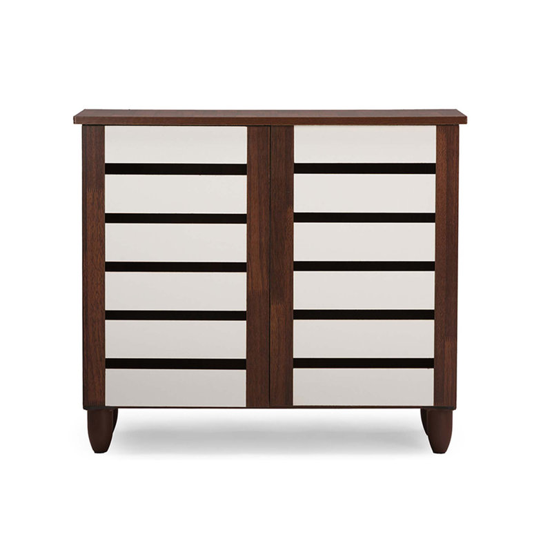 Adamstown 9 Pair Shoe Storage Cabinet, White/Brown