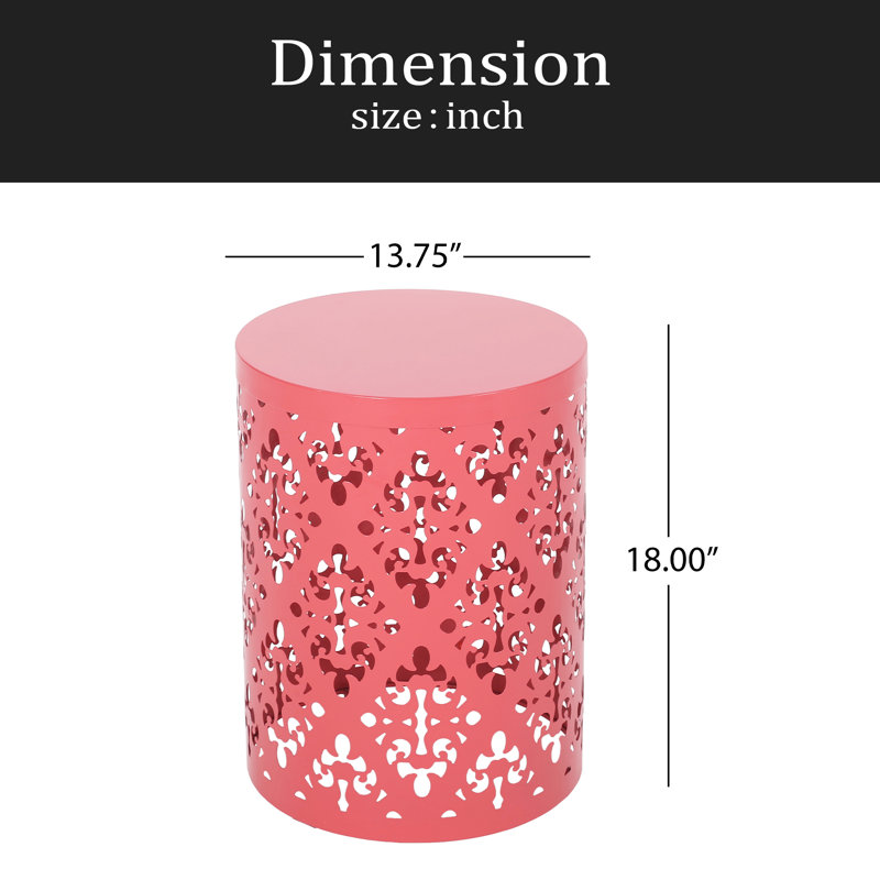 Outdoor Metal End Table -Large, Red