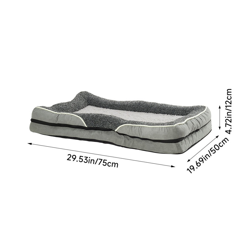 Washable All-Season Dog and Cat Bed, 12 cm H x 75 cm W x 50 cm D, Grey/White/Light Grey