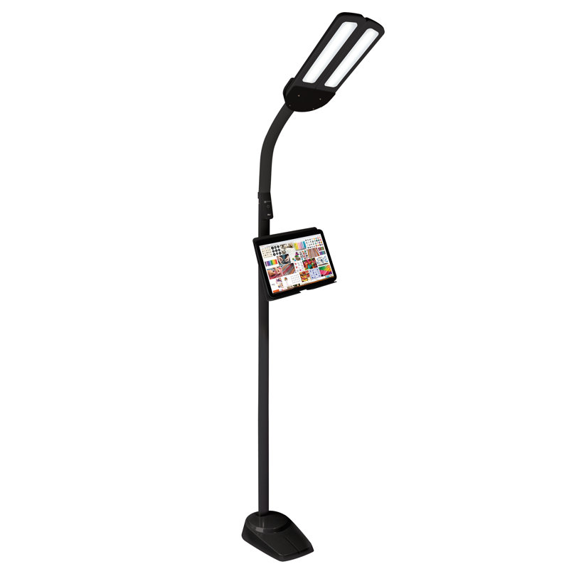 Black Adjustable LED Floor Lamp with USB Charging Port