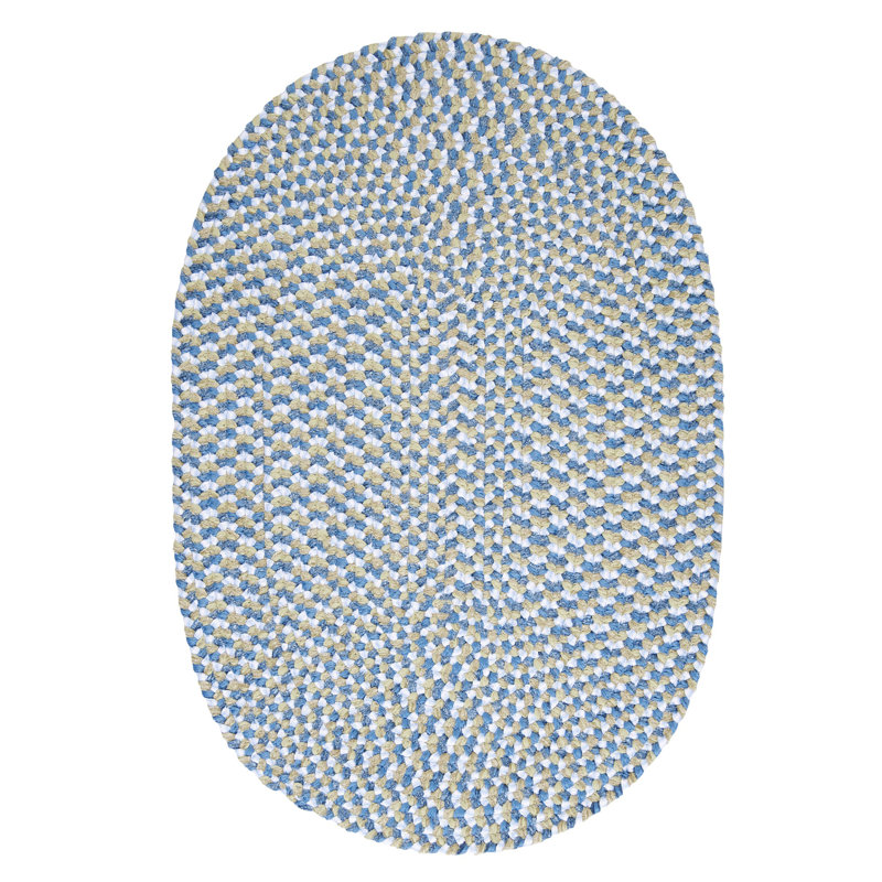 Tapis bleu tressé à la main Chickerell, Ovale 5 pi x 8 pi