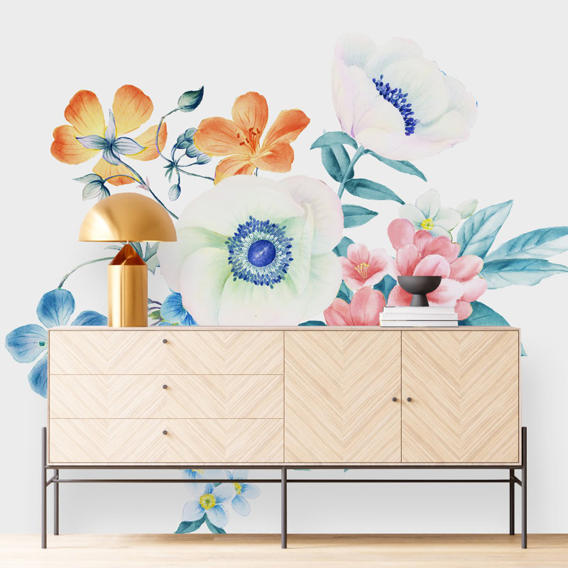 Peel & Stick Floral Wall Mural, 8.33' W x 8.33' L