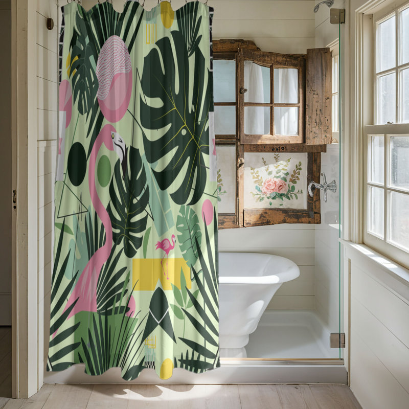 Rideau de douche Flamingo Palm - Premium, H 74 po x l 71 po
