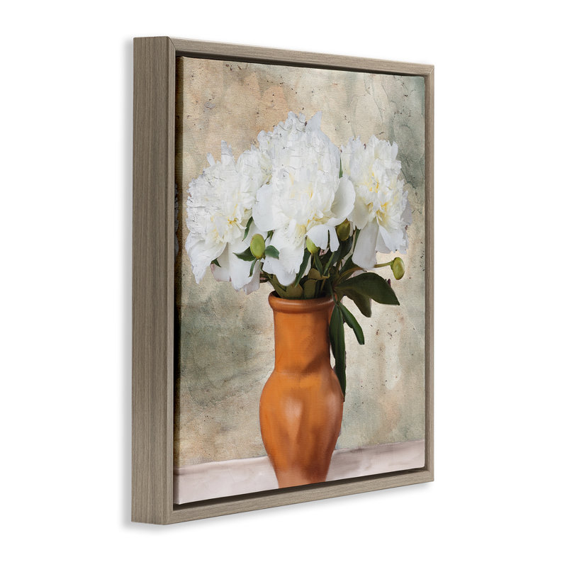 «Rustic Terracotta Vase» par Kim Allen, Cadre flottant orme Montalcino, H 25 po x l 25 po