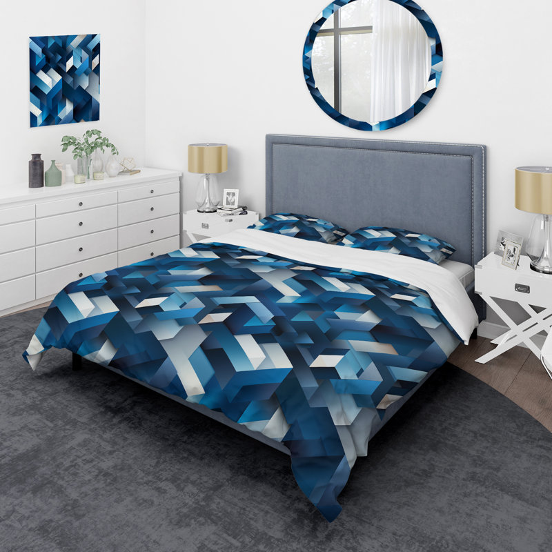Ensemble de housse de couette en microfibre géométrique II, Housse de couette pour très grand lit et 2 très