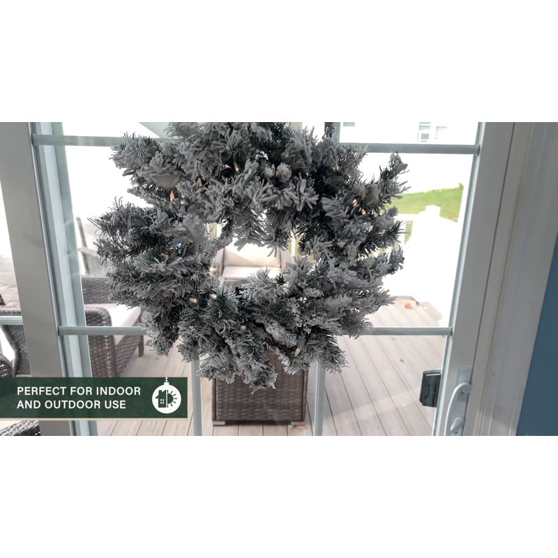 Festive Mountain Pine 36" Flocked LED Wreath