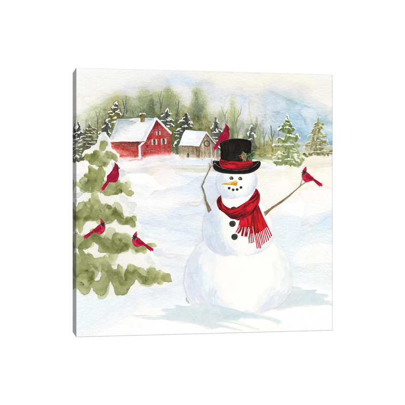 Snowman Christmas IV by Tara Reed - Wrapped Canvas Painting, 45.72 cm H x 45.72 cm W x 1.905 cm D