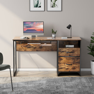 Labelle 55" W Writing Computer Desk with Keyboard Tray