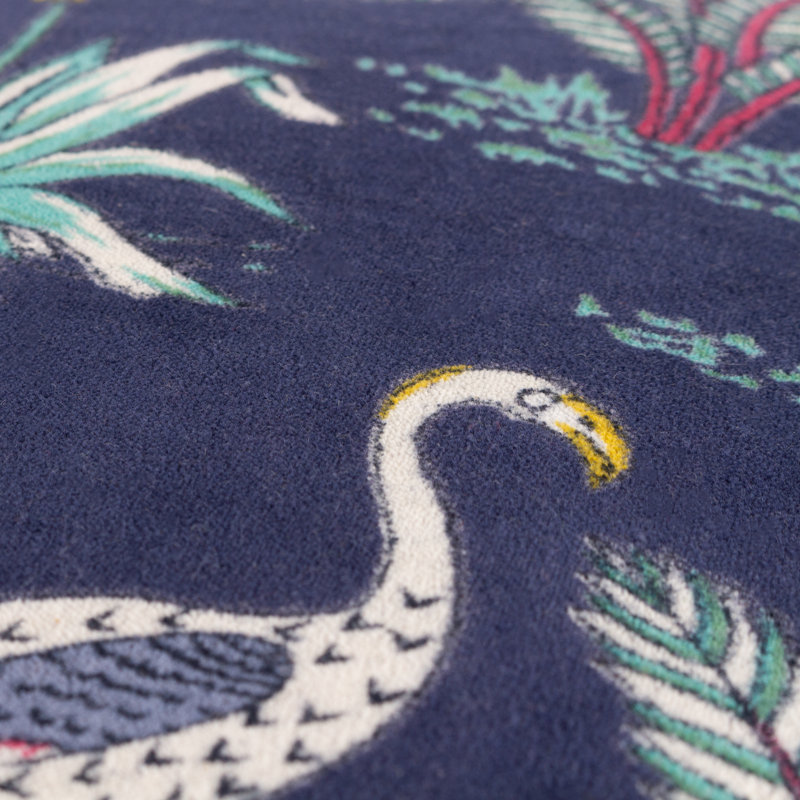 Floral Square Cushion, Navy, Pillow Cover Only - No Insert