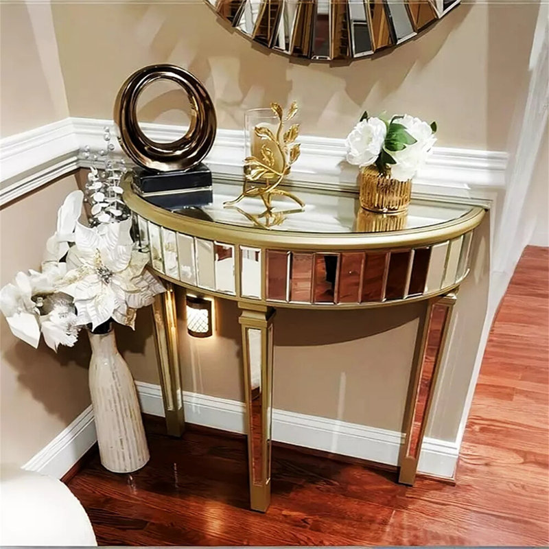 Ancuta 90cm Glass Console Table, Gold
