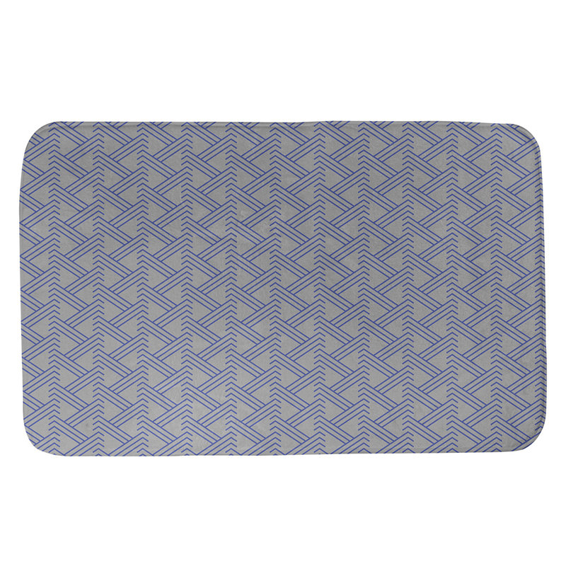 Tapis pour salle de bain Zig Zag, l 17 po x L 24 po, Gris/bleu