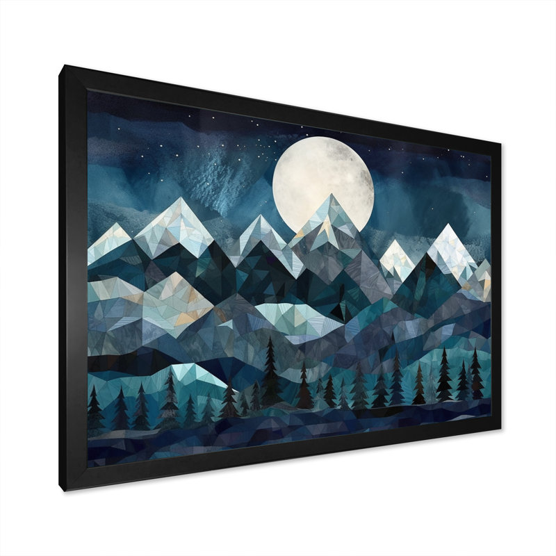 Minimalisme Winter Mountains IV - impression, Cadre simple noir, H 12 po x l 20 po x P 1 po
