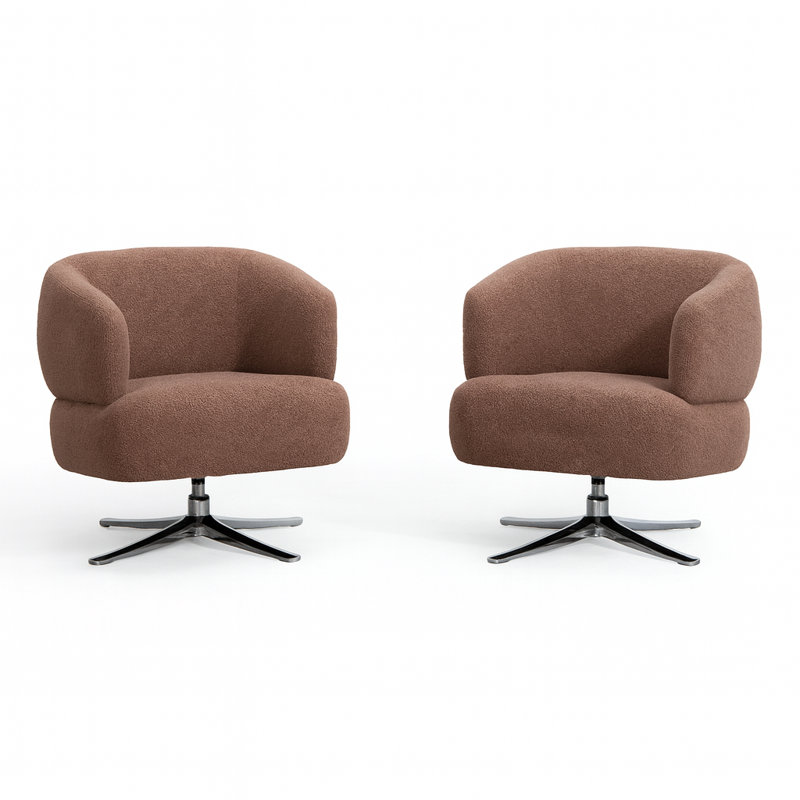 Modern Bouclé Upholstered Conference Chair With Swivel For Home Office(Set Of 2)