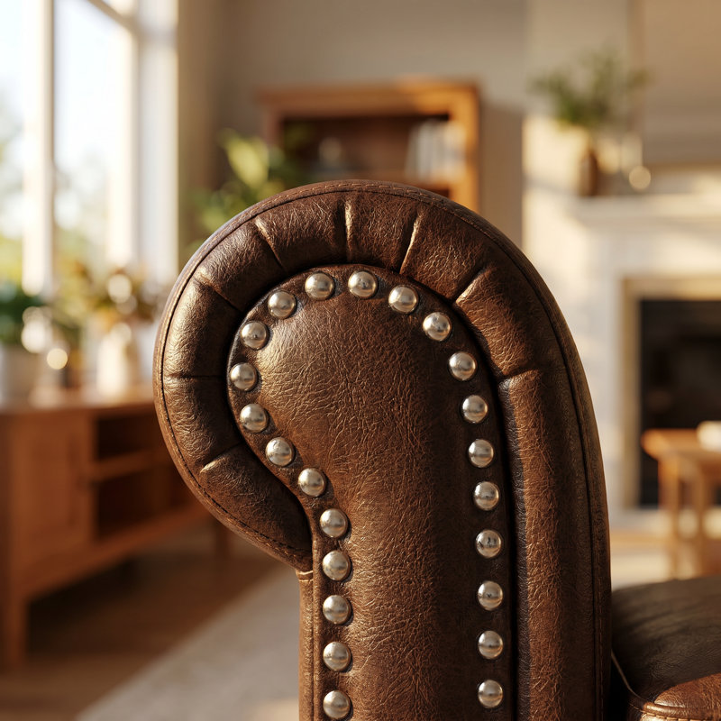 Canapé moderne à 3 places avec support à ressorts, coussin amovible, structure en bois robuste, Brown PU