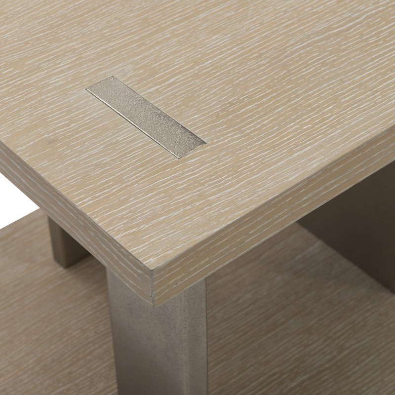 Dune Finish Square End Table with Cast Aluminum Accents