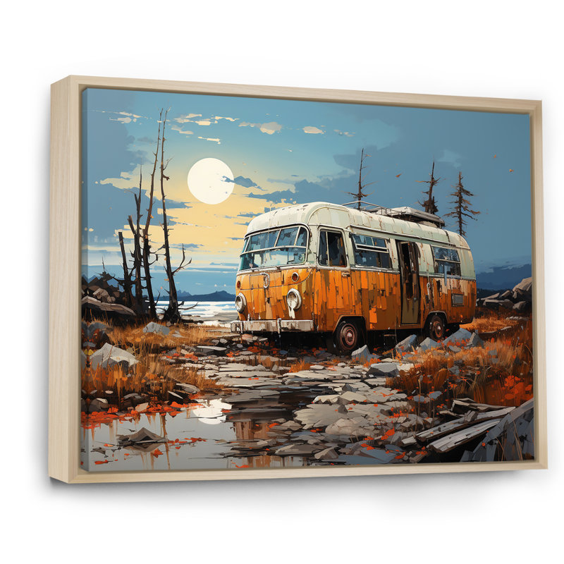 Minimalisme camping van voyage sur toile, H 34 po x l 44 po x P 1,5 po, Cadre naturel flottant