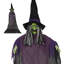 Décoration d'Halloween sorcière suspendue de taille réelle 11,8 pi avec yeux illuminés, son tactile, accessoire de fête intérieur et extérieur