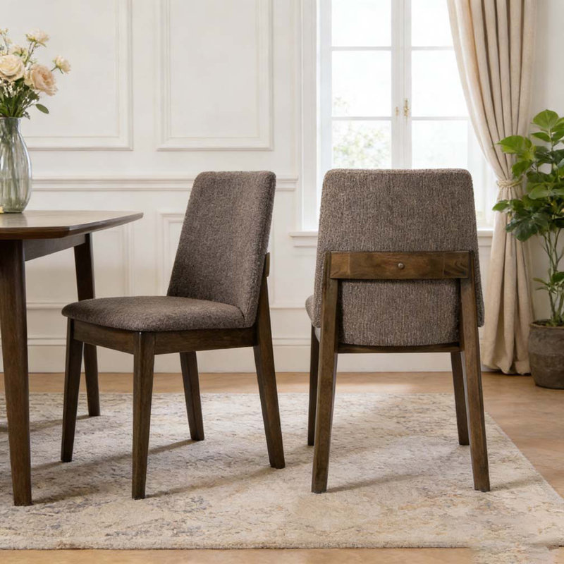 Upholstered Armless Dining Chairs, Brown,Walnut