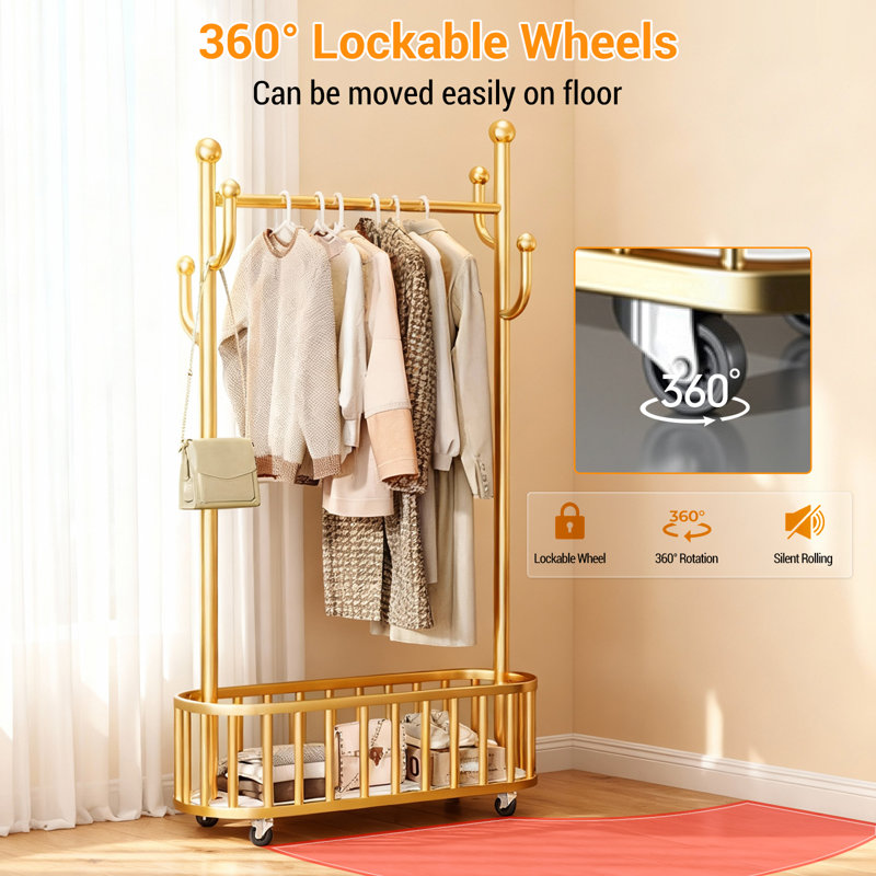 100cm Rolling Clothing Rack, Black