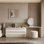Bureau de coiffeuse moderne rétractable avec éclairage à DEL, grande coiffeuse à 6 tiroirs avec rangement