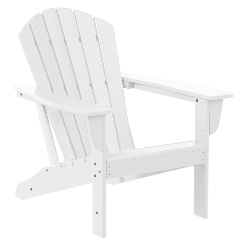 Altura Plastic Adirondack Chair with Ottoman Set, White