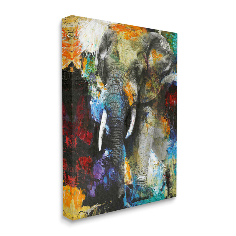 «Layered Elephant Bold Wildlife», art mural par Fabrikken, H 20 po x l 16 po x P 1,5 po