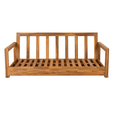 Patio Acacia Wood 3-seater Sofa Outdoor Low Seating Daybed for Poolside,Backyard,Deck, Front Porch