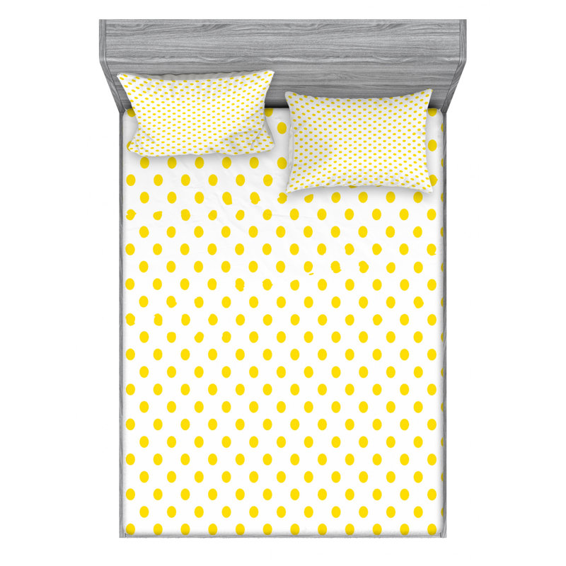 Microfiber Polka Dots Sheet Set, Queen Sheet Set with 2 Pillowcases