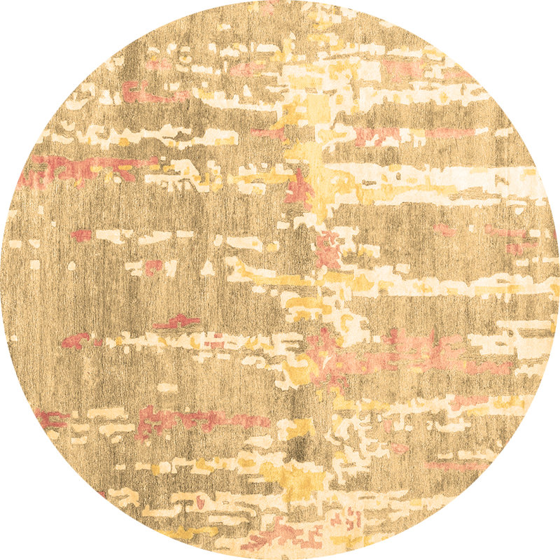 Tapis brun contemporain lavable à la machine 2595, Rond 3 pi