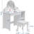 Kids Vanity Set with Lighted Mirror and Stool, Adjustable LED Lights-1375992111