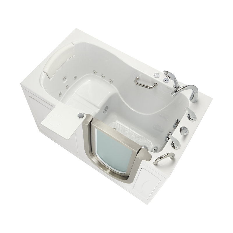 Ella Royal 32"x52" Acrylic Hydro Massage Walk-In Bathtub with Right Inward Swing Door, 5 Piece Fast Fill Faucet, 2" Dual Drain