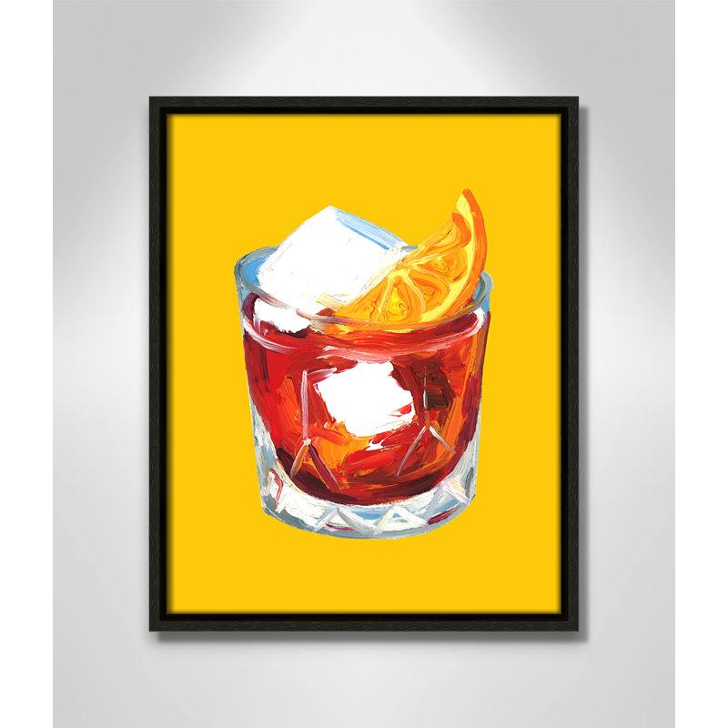 Imprimé jaune Negroni par Straker, H 15,5 po x l 12,5 po, Flottant espresso