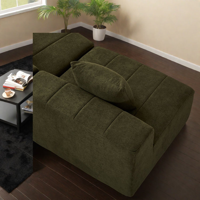 Compression Sectionals, Green Chenille Modular Sofa for Modern Home