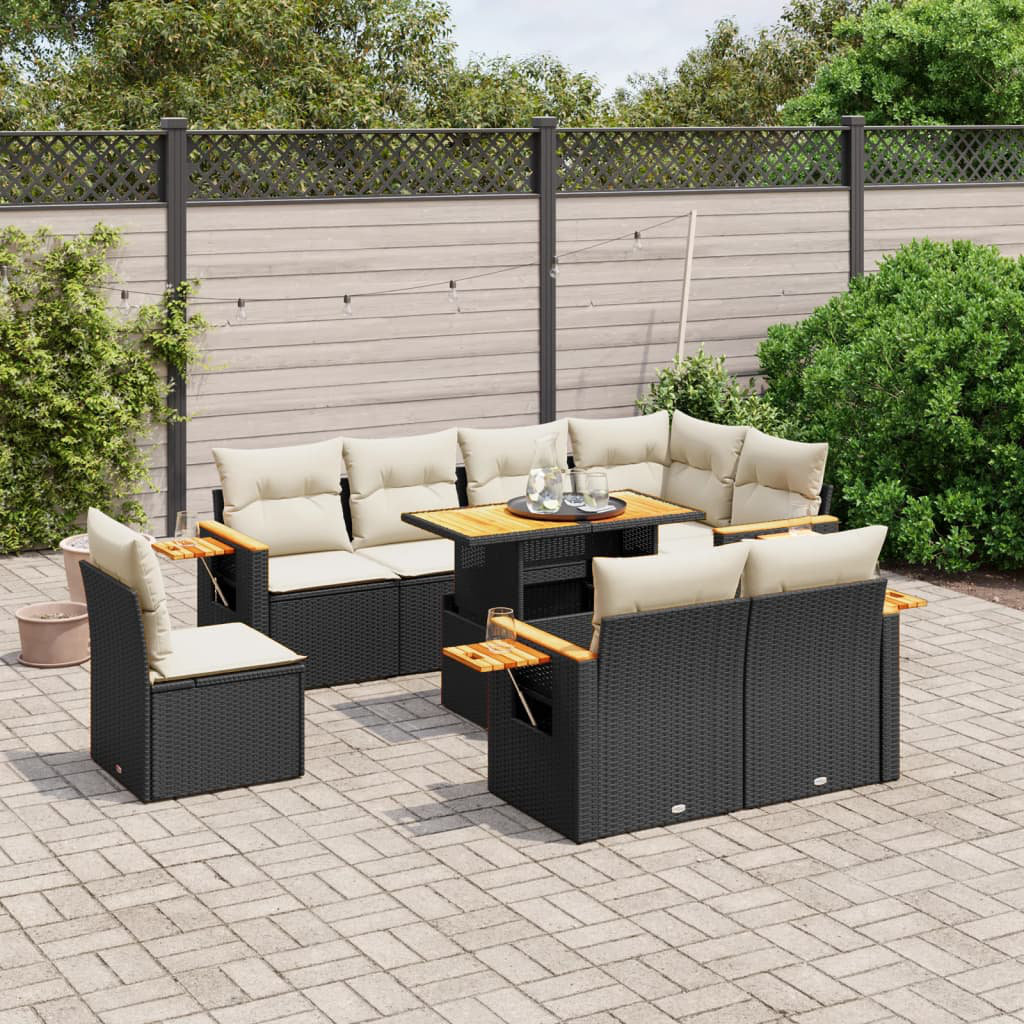 Vidaxl 9-Tlg. Garten-Sofagarnitur aus Polyrattan mit Kissen