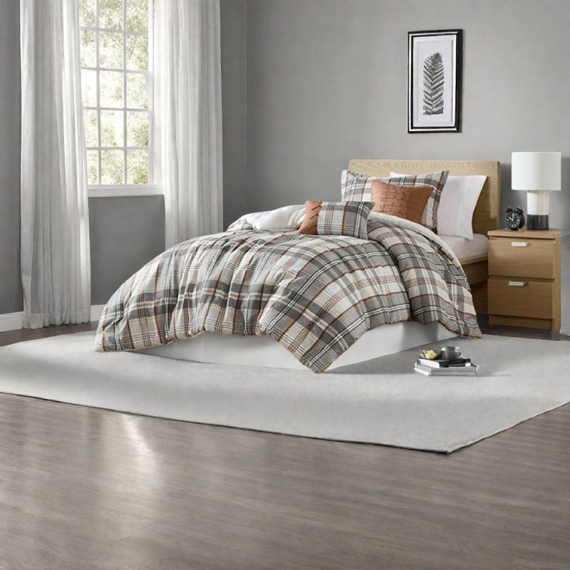 Ensembles de literie confortables en polyester, style écossais rétro pour la maison