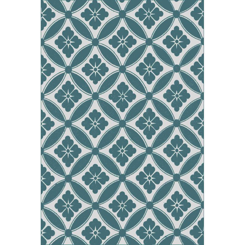 Motif ornemental en bleu sarcelle VII, H 18 po x l 12 po
