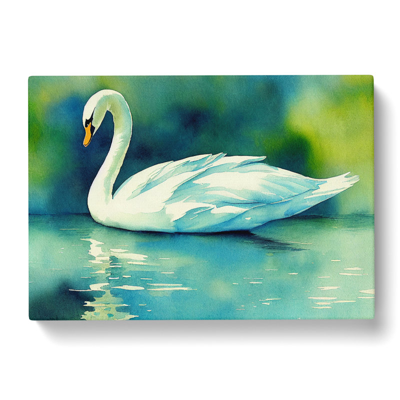 Swan Watercolour Vol.5 - Wrapped Canvas, 40cm H x 60cm W x 3cm D